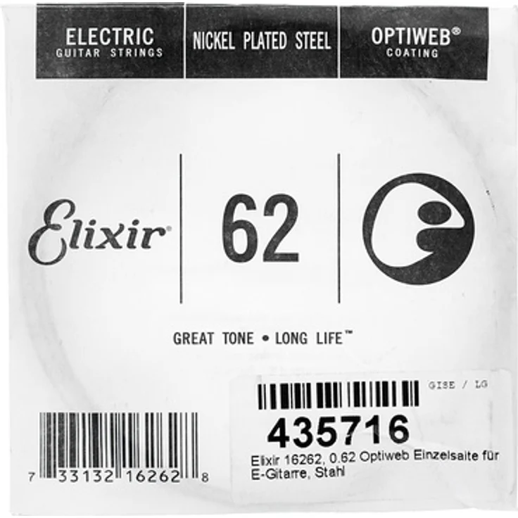 Elixir 16262 Optiweb E-Gitarrensaite, Stahl umwickelt mit Optiweb Beschichtung, 0.62 Gauge – Bild 1