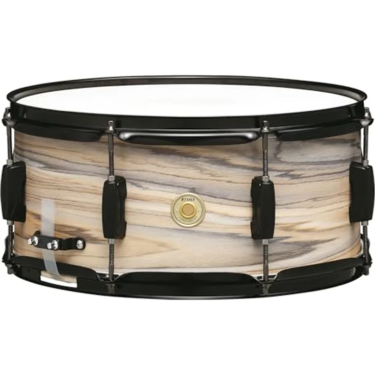 TAMA WP1465BK-NZW Snare Drum, 6.5" x 14", 8-lagiger Pappel-Kessel, Matt Schwarz Hardware, Natural Zebra Wood Wrap – Bild 1