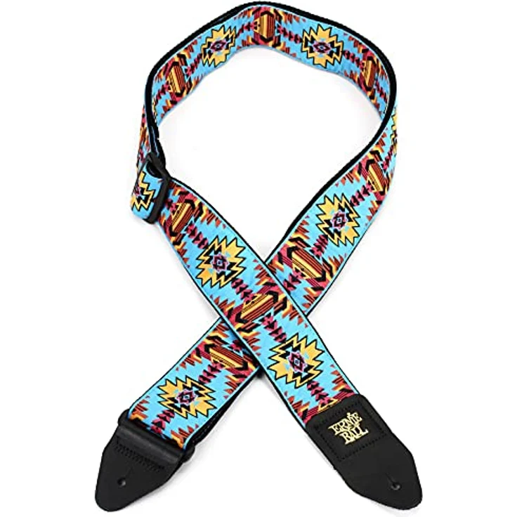 Ernie Ball Jacquard Gitarrengurt Albuquerque Noon, verstellbar von 104 cm bis 183 cm, Polypropylen mit Lederenden, Breite 51 mm – Bild 2