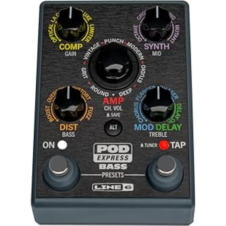 Line6 Pod Express Bass, Multi-Effektpedal für E-Bass mit 7 Verstärker- und 17 Effektmodellen, Fußpedalformat – Bild 6