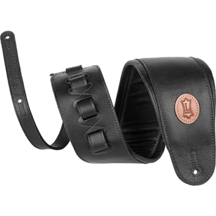 Levys MSS2-4-BLK, Leder Gitarrengurt mit Längenverstellung von 94 cm bis 130 cm, schwarz, gepolstert mit Schaumstoff – Bild 1