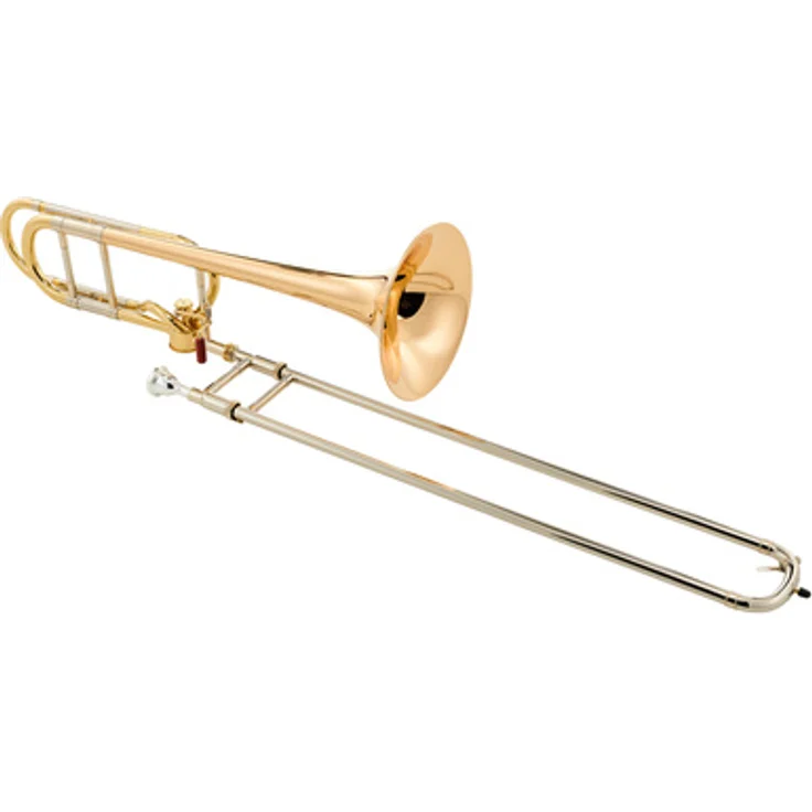 Bach LT 42AG Bb/F-Tenorposaune mit Rene Hagmann "FREE FLOW VALVE", Open-Wrap Bauweise, .547" Bohrung, Goldmessing Schallbecher, klar lackiert und Deluxe Holzkoffer