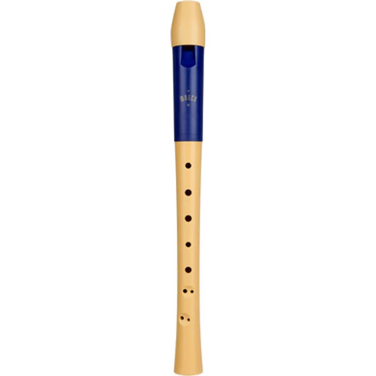 Moeck 1021 Flauto 1 Soprano Recorder, Sopranblockflöte aus Spezialkunststoff mit barocker Griffweise, Doppellöchern, weichem Klang, incl. Leinentasche, Blau-Beige