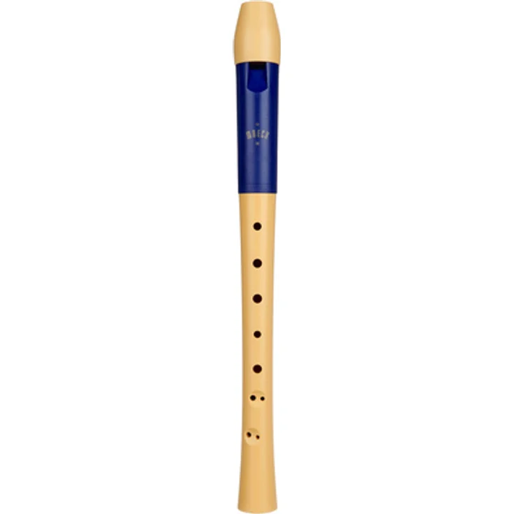 Moeck 1021 Flauto 1 Soprano Recorder, Sopranblockflöte aus Spezialkunststoff mit barocker Griffweise, Doppellöchern, weichem Klang, incl. Leinentasche, Blau-Beige