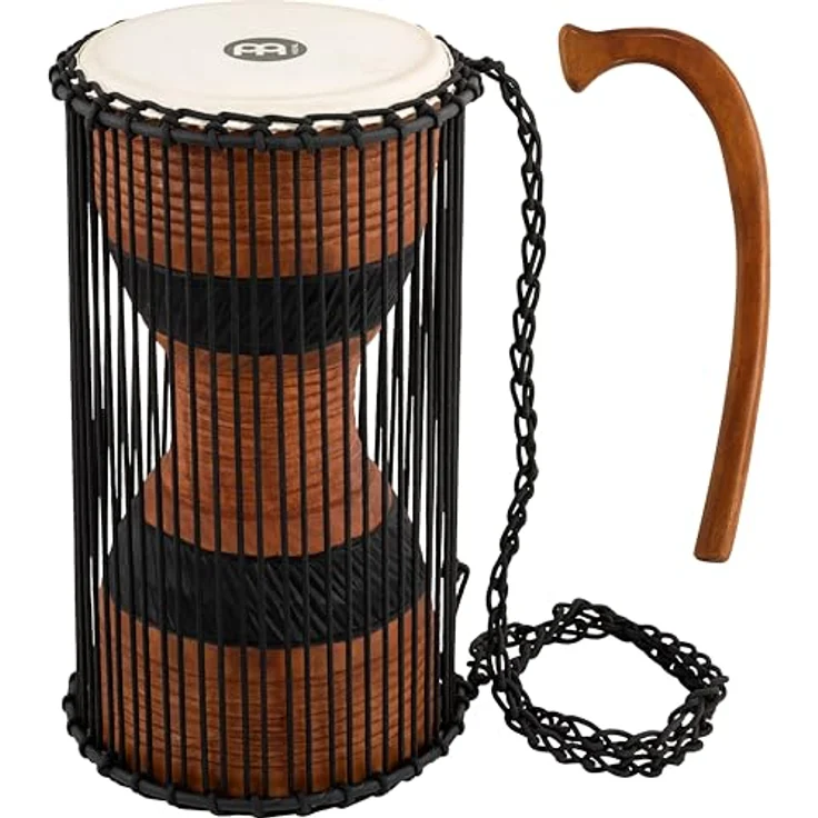 Meinl ATD-L African Talking Drum, 8" x 16", Mahagoni Holz, handselektierte Ziegenfelle, ergonomischer Holzschlägel, braun/schwarz – Bild 1