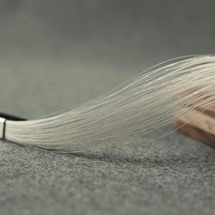 VINGOBOW Antiker Meister Pernambuco Geigenbogen D. Peccatte Modell, achteckig, dunkelbraun, 4/4 Größe mit Silberwicklung und echtem Rindsledergriff – Bild 4