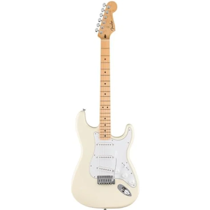 Fender Standard Stratocaster, E-Gitarre in Olympic White mit klassischem Design – Bild 1