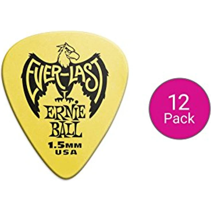 Ernie Ball Everlast Picks EB9195, strapazierfähige Plektren aus Delrin, 1,50 mm, 12er Pack, gelb – Bild 5