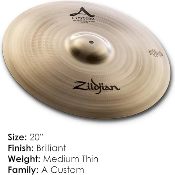 Zildjian 20" A-Custom Projection Crash, Schlagzeugbecken mit brillantem Finish, erhöhtem Sustain und kraftvollem Klang – Bild 2