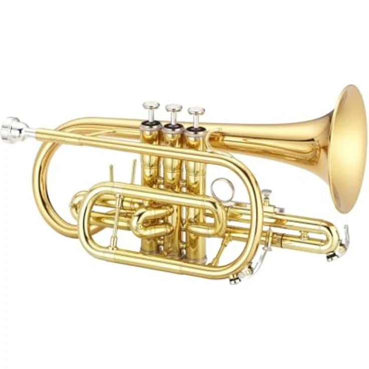 Jupiter JCR700RQ Bb-Cornet, 11,68 mm Bohrung, Goldmessing Schallbecher, Edelstahl Ventile, inkl. Mundstück und Koffer – Bild 3