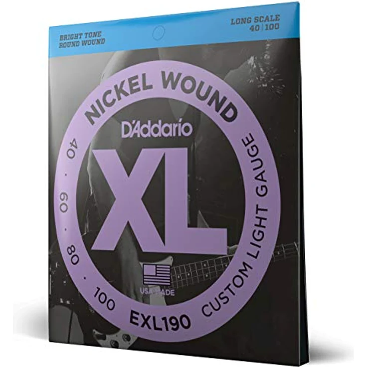 D'Addario EXL190, Nickelumwickelte Bassgitarrensaiten, Custom Light, 40-100, Long Scale, 4er-Satz – Bild 1