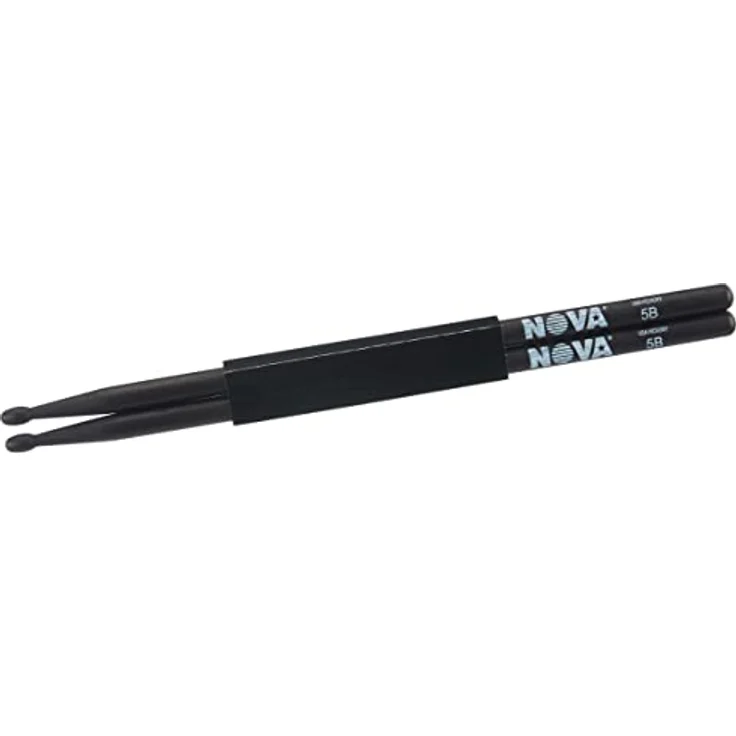 Vic Firth 5BB Hickory Nova Black Wood, Schlagzeugstöcke mit ovalem Holzkopf, 406 mm Länge, 15,1 mm Durchmesser, schwarz – Bild 1