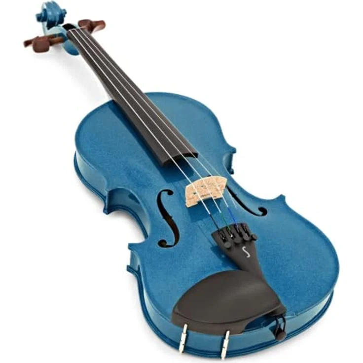 Stentor SR1401 Harlequin Violine 4/4 AB, massive Fichtendecke, Ahornzargen, schwarz gebeiztes Hartholzgriffbrett, Farbe: Atlantic Blue, inkl. Koffer und Bogen – Bild 4