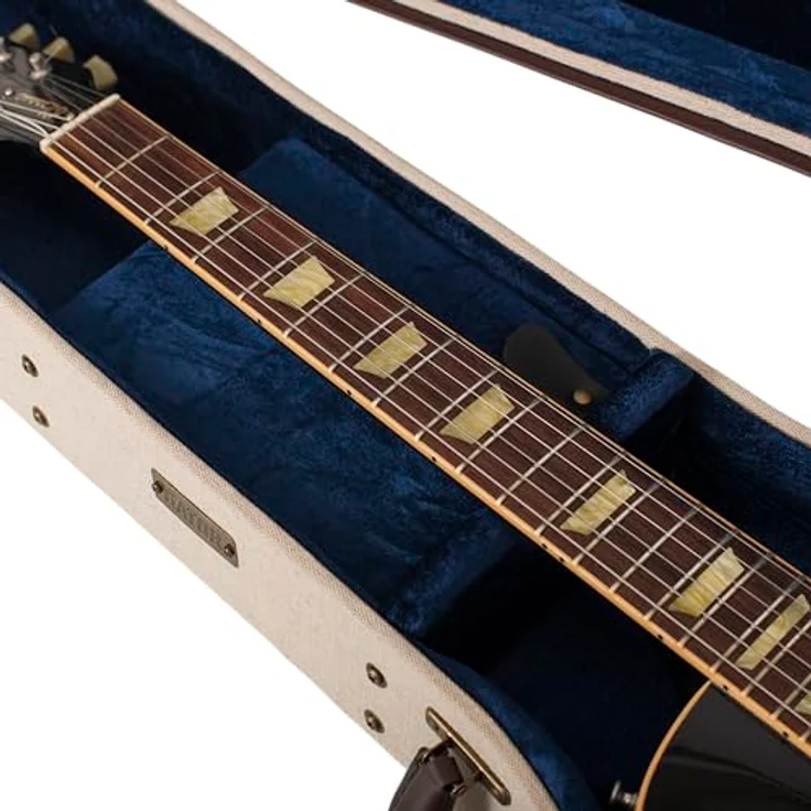 Gator Journeyman SC Electric Guitar, Koffer für Single Cut E-Gitarre, Sackleinen mit antiken Messingbeschlägen, beige – Bild 9