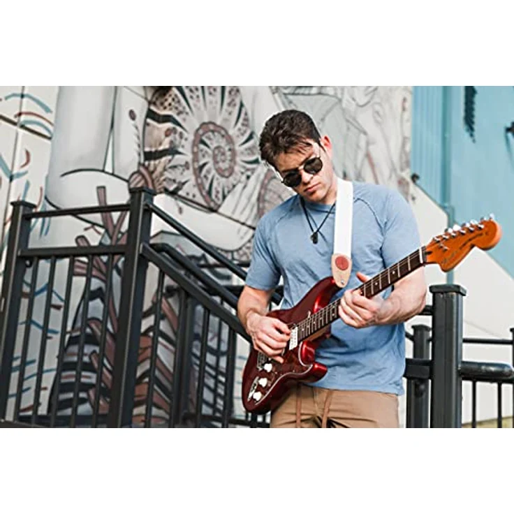 Levys Classic Cotton Strap 2", Gitarrengurt aus Baumwolle mit Wildleder-Endstück, verstellbar von 85 cm bis 155 cm, weiß – Bild 5
