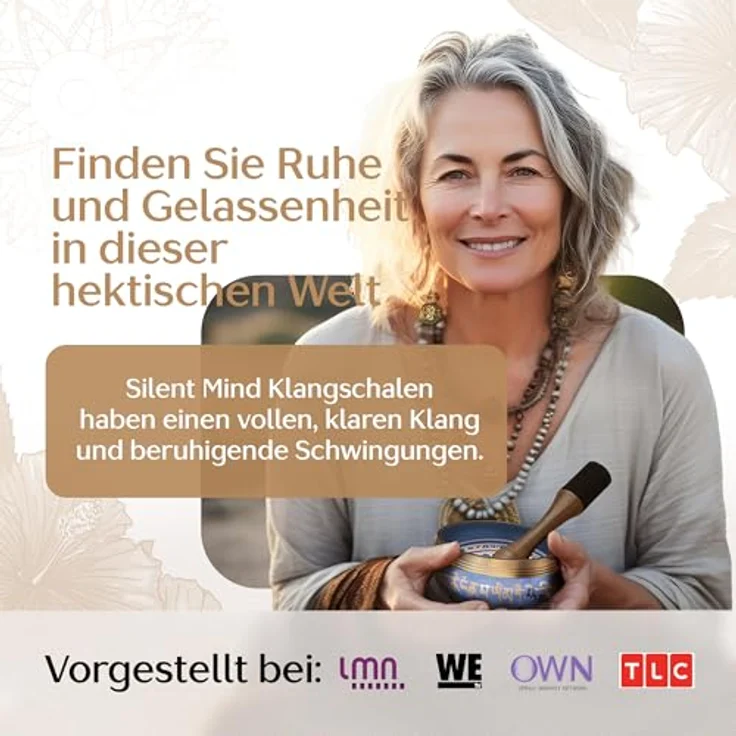 Silent Mind Klangschale Ø10 cm Bronze, handgefertigtes Komplett-Set mit Kissen und Klöppel, klarer stabiler Klang für Meditation und Achtsamkeit – Bild 4