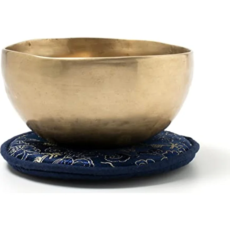 Klangschalen-Center Tibetische Klangschale I 200 g I für Meditation und Yoga I Handgeschmiedet mit blauem Pad und Klöppel I Fair Trade aus Nepal – Bild 2
