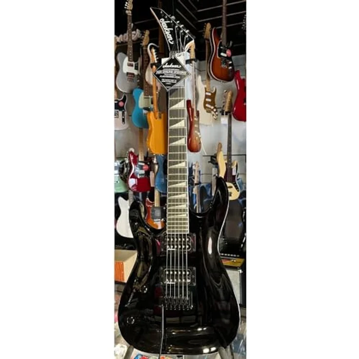 Jackson JS22-L Dinky BLK, Linkshänder E-Gitarre mit Linde Korpus, Ahorn Hals, 24 Jumbo Bünde und 2x Humbucker, schwarz – Bild 6