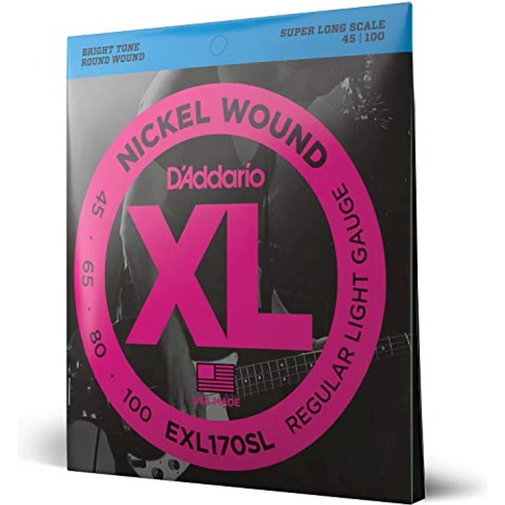 D'Addario EXL170SL Nickelumwickelte Bassgitarrensaiten, Light, Super Long Scale, Saitenstärken .045 - .100 – Bild 1