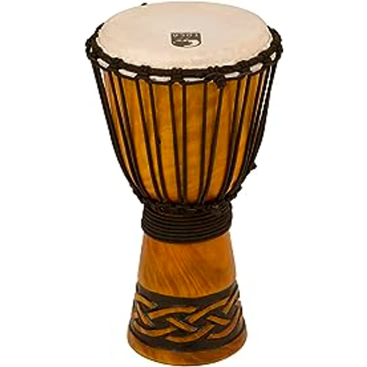 Toca 8" Origins Wood Djembe CK, Handgeschnitzt aus Mahagoni mit Ziegenfell und Celtic Knot Schnitzerei, Höhe 40,5 cm – Bild 2