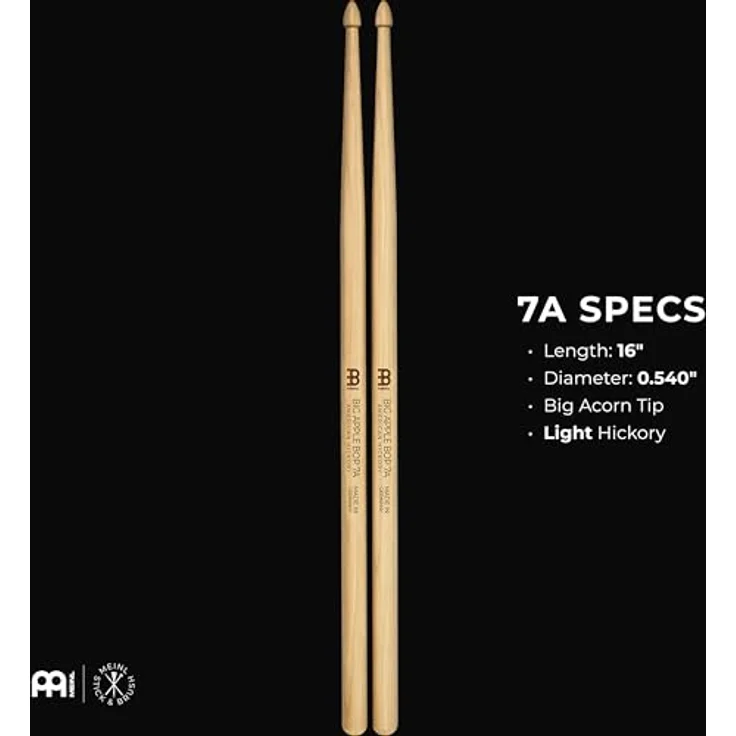 Meinl Big Apple Bop Hickory, Drumsticks aus American Hickory mit leichtem Gewicht, 406 mm Länge, Eichelkopf – Bild 3