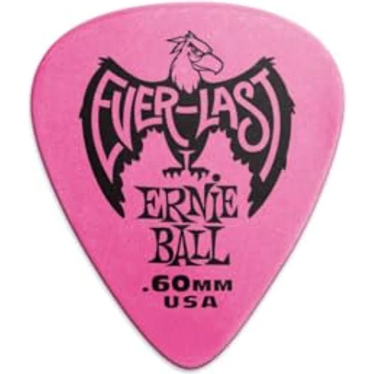 Ernie Ball Everlast Picks EB9179, 12er Pack Plektren aus strapazierfähigem Delrin, 0,60 mm, pink – Bild 1