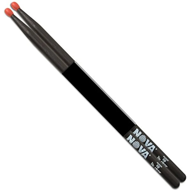 Vic Firth 5BNB Nova Hickory Schlagzeugstöcke, Nylonkopf, schwarz, 406 mm Länge, 15,1 mm Durchmesser, ovale Kopfform – Bild 2