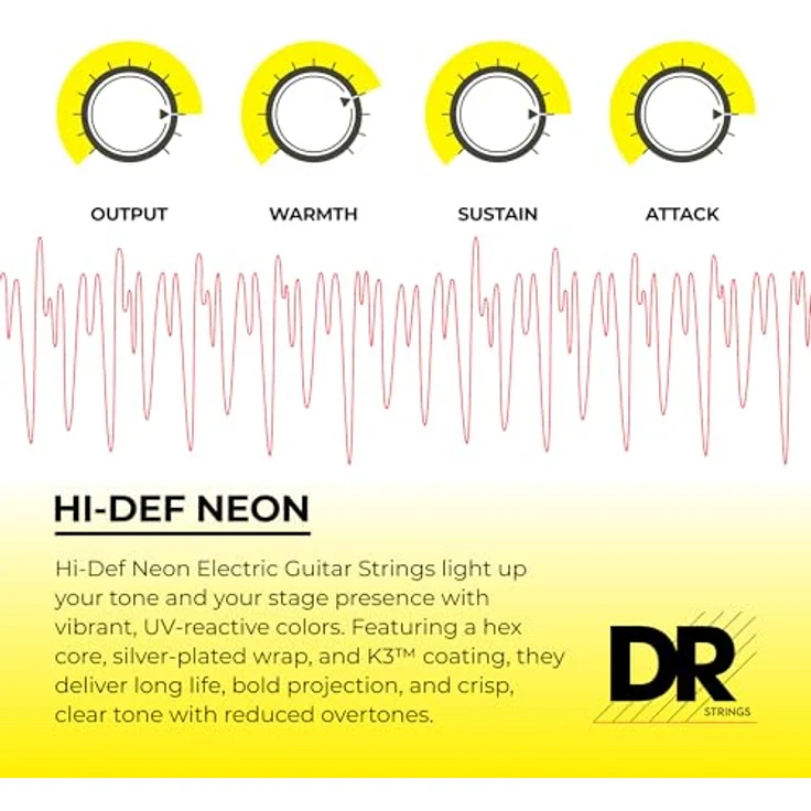 DR Strings NRE-10 Neon Red Saitensatz für E-Gitarre, lebendige Neonfarben für auffälligen Klang – Bild 4