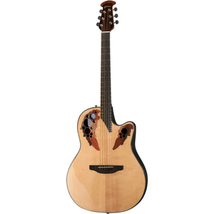 Ovation Celebrity Elite CE44-4-G, Westerngitarre mit massiver Fichtendecke, Cutaway, Natur Hochglanz Finish und integriertem Stimmgerät