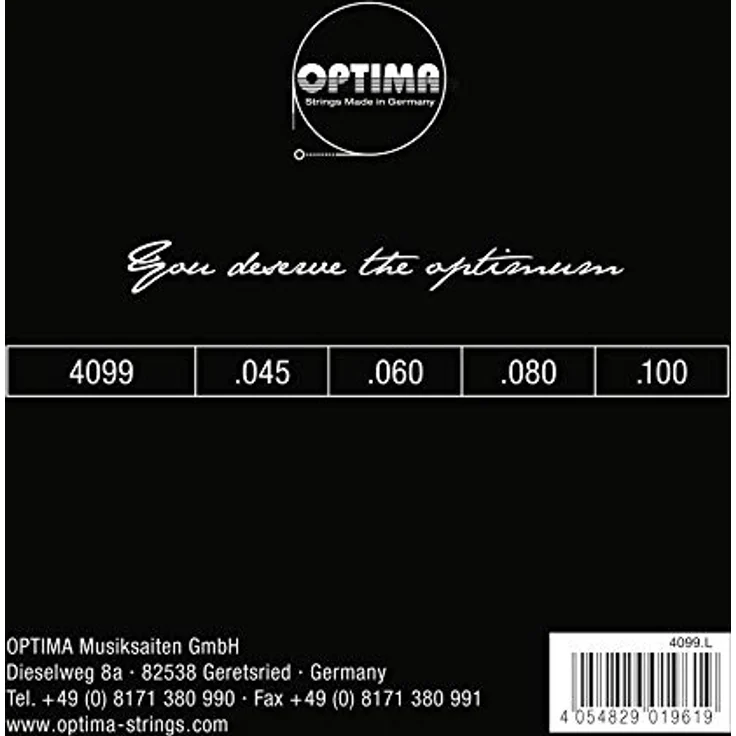 Optima 4099 Flatwound, Bass Saiten Set, Flatwound, Long Scale, Chrome, Stärken 045-060-080-100, Made in Germany – Bild 2