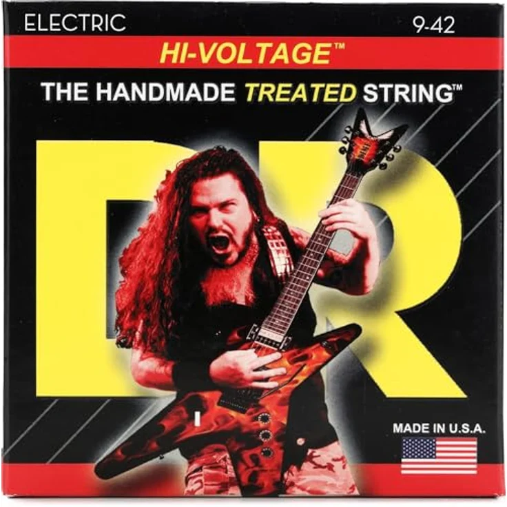 DR Strings HI-VOLTAGE DBG-9, E-Gitarre Light Saiten 9-42, hexagonaler Kern mit vernickeltem Stahl und korrosionsschützendem Polymer