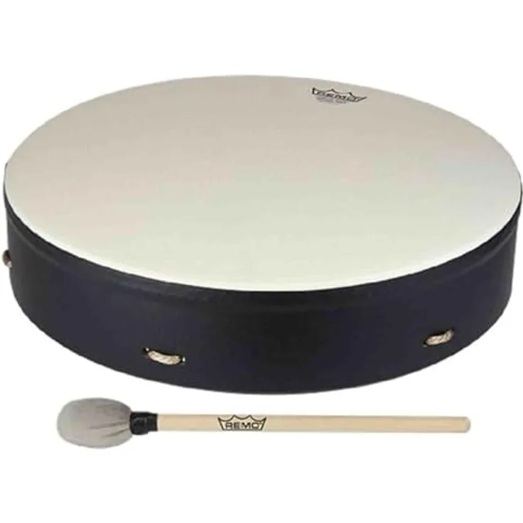 Remo Buffalo Drum 22"x3,5" Comfort, Percussion mit Acousticon Kessel und Matte Black Finish, inkl. Schlägel