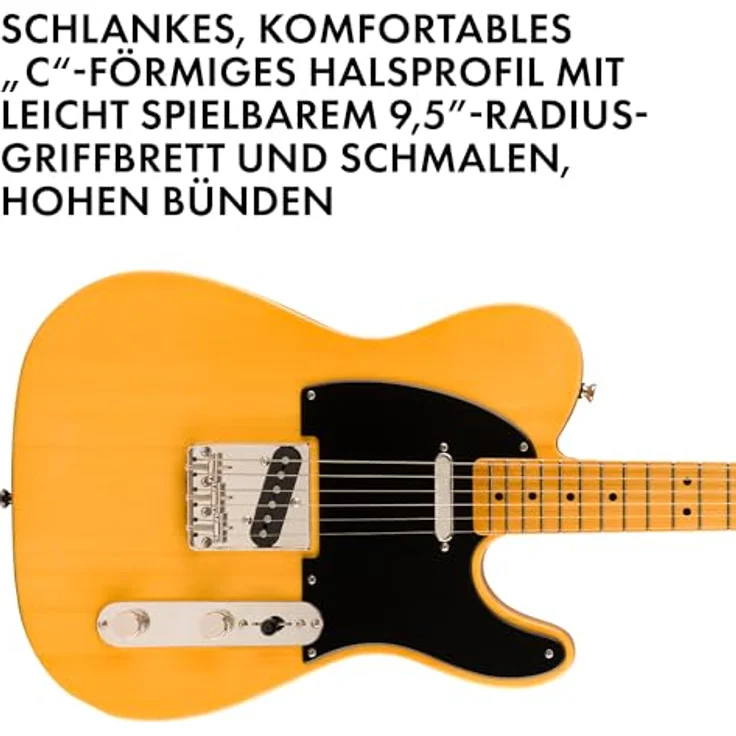 Fender Classic Vibe 50s Telecaster, E-Gitarre mit Alnico-Single-Coil-Tonabnehmern, Ahorn-Griffbrett, Butterscotch Blonde, geeignet für Blues, Rock und Country – Bild 3
