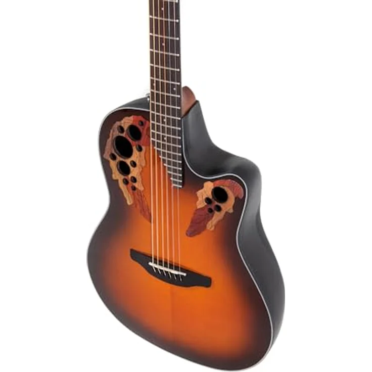 Ovation Celebrity Elite CE44-1-G, Westerngitarre mit massiver Fichtendecke, Sunburst Hochglanz, Lyrachord Mid-Depth Korpus, Ovation Slimline Pickup und OP-4BT Preamp mit Stimmgerät – Bild 7