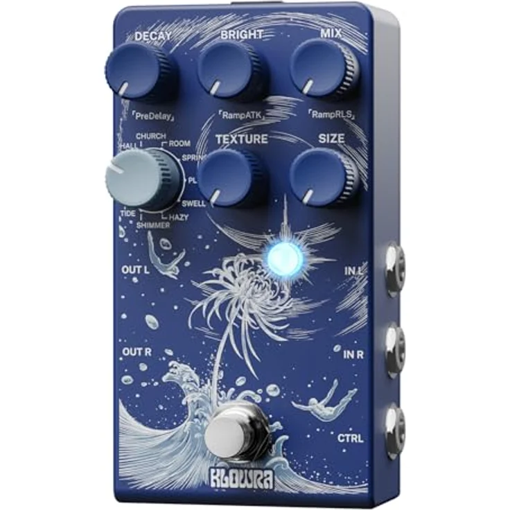 Klowra Limbo Stereo Reverb, Effektpedal mit 9 Stereo Reverb-Modi, 24-Bit Soundqualität und USB-C für Firmware-Updates – Bild 9