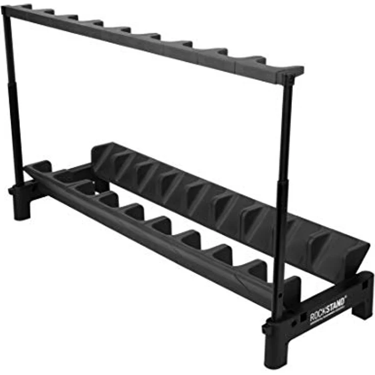 Rockstand RS 20867 9 E-Guitar Stand, Mehrfach-Gitarrenständer für bis zu 9 E-Gitarren/Bässe, schwarz mit anthrazitfarbenen Softpads, klappbar, Maße 1165 x 685 x 400 mm – Bild 2