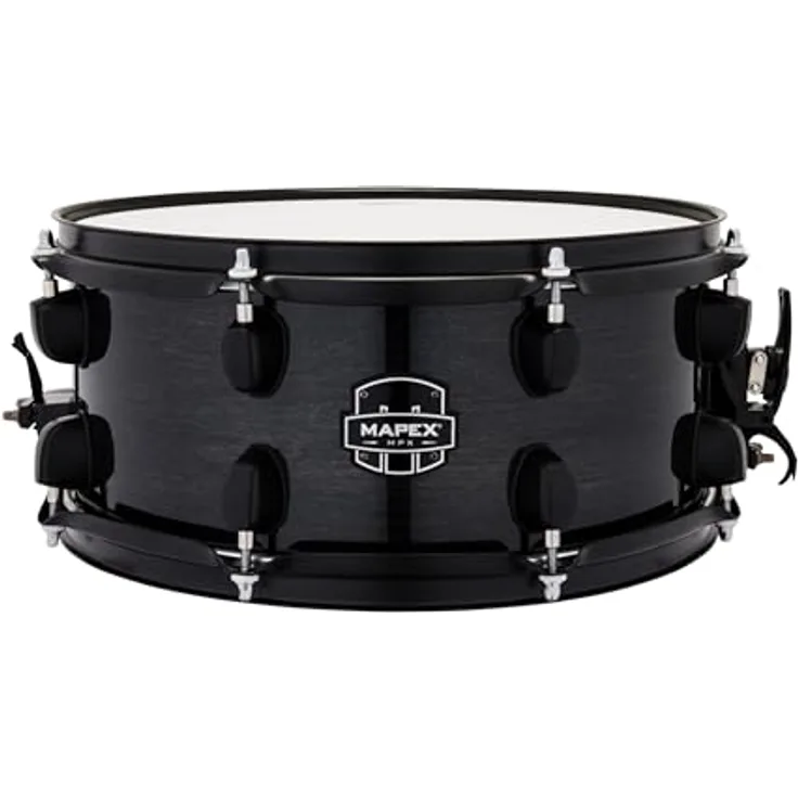 Mapex 13"x6" MPX Hybrid Snare Drum, Ahorn-/Pappelkessel, Transparent Midnight Black Finish, Chrom Hardware, Remo UX Felle