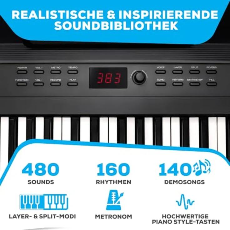 Alesis Recital Pro E-Piano, 88 Tasten, 480 Sounds, USB-MIDI, inklusive Tragetasche, Ständer, Kopfhörer, Pedal und Klavierlektionen für Anfänger – Bild 4