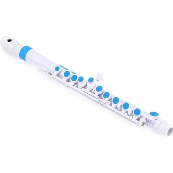 Nuvo jFlute 2.0, Querflöte in C mit Donut Kopfstück, rutschhemmendem Polymer, abnehmbaren Fingerbuttons und wasserfestem Design, weiß-blau – Bild 2