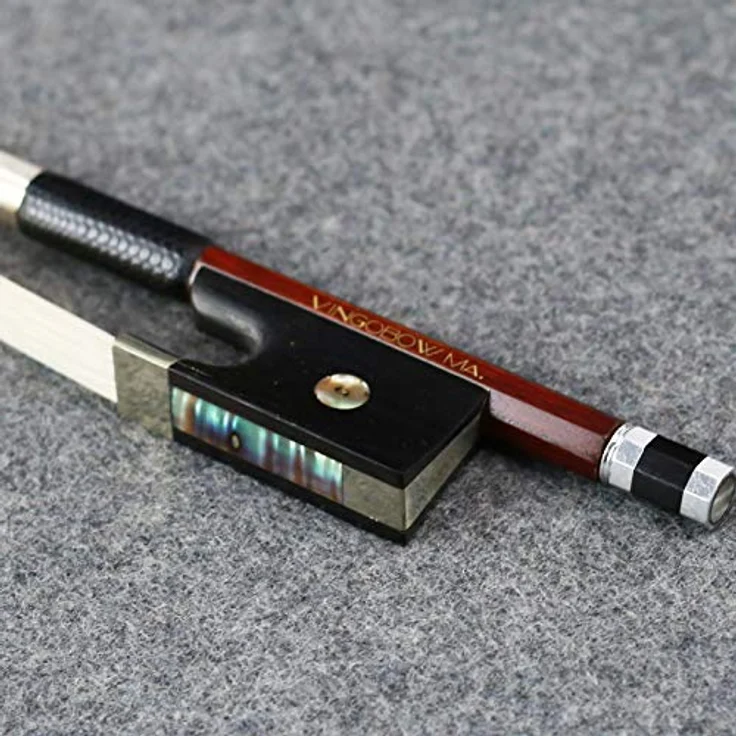 VingoBow 4/4 Master Pernambuco Violinenbogen Nr. 920V, elegantes Design mit Sterlingsilberwicklung und Ebenholzfrosch, dunkelbraun – Bild 1
