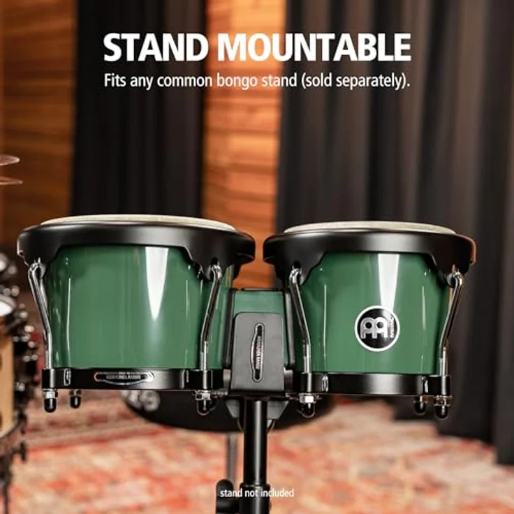 Meinl HB50FG Journey Bongo, Bongos in Forest Green mit 6,5" Macho und 7,5" Hembra, ABS Kunststoff, handselektierte Wasserbüffelfelle – Bild 5