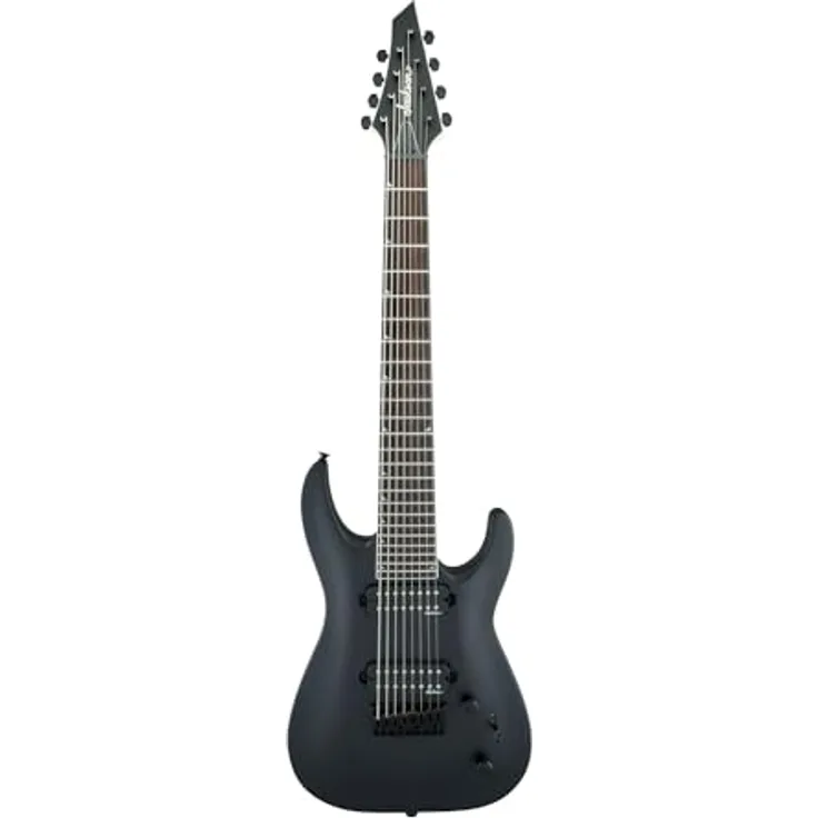 Jackson JS32-8 Dinky DKA, 8-saitige E-Gitarre mit Pappel Korpus, satin schwarzem Finish, 2x Humbuckern und Amaranth Griffbrett
