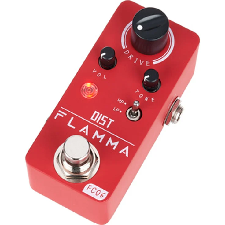 Flamma FC06 Distortion, Overdrive-Pedal mit röhrenähnlichem Drive-Sound, True Bypass, 2 Arbeitsmodi (HP/LP)