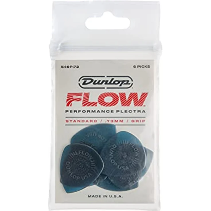 Dunlop Flow Standard Picks, Plektren Set 0.73 mm, 6 Stück, blau, Ultex Material mit pointierter Spitze und low-profile Grip – Bild 3