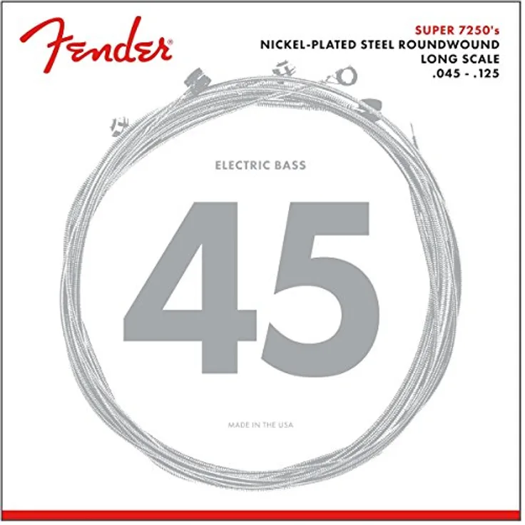 Fender 7250 Bass Strings 5er Set, Nickel Plated Steel, Long Scale, .045-.125 Gauges