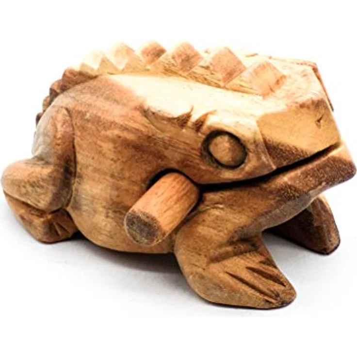Thomann Frog M Percussion Frog, Woodblock und Guiro mit Froschklang, ca. 14 cm lang, inkl. Holzschlägel
