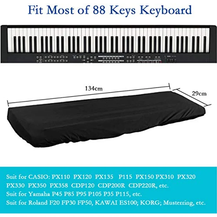 Herefun Klavierabdeckung 88 Tasten, Staubschutz für elektronische Klaviere, maschinenwaschbar, passend für Yamaha, Kawai, Roland – Bild 3