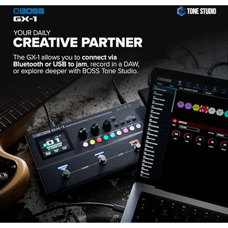 Boss GX-1 Guitar Effects Processor, Multieffektpedal für E-Gitarre & Bass mit 23 Verstärkertypen, 146 Effekten und Bluetooth-Audio – Bild 5