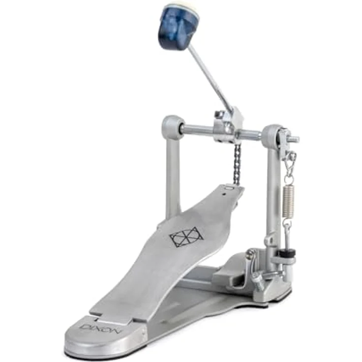 Dixon PP-P1 Single Pedal Fußmaschine, Single Chain Drive mit gebürsteter Trittplatte und See-through Blue Dual Surface Beater – Bild 1