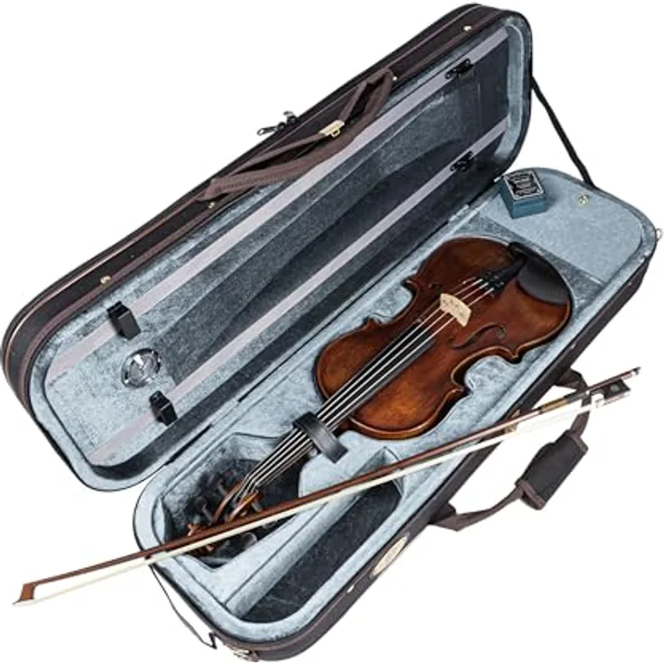 Stentor SR1864 Verona Violine 4/4, handgearbeitet mit massiver Fichtendecke, geflammten Ahornzargen und -boden, Ebenholzgriffbrett, inkl. Holzbogen und "De Luxe" Koffer